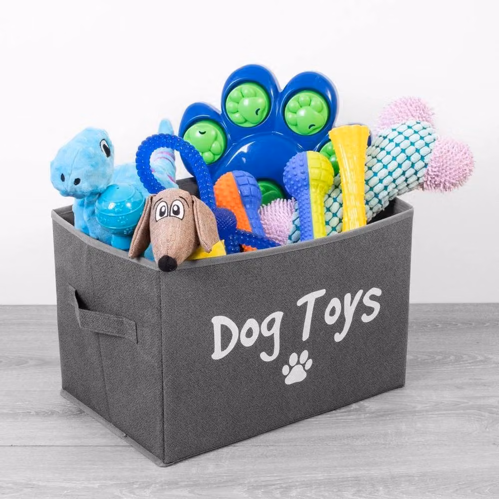 Kelvenix Folding Pet Toy Storage Bin Dog Basket in Grey – 4