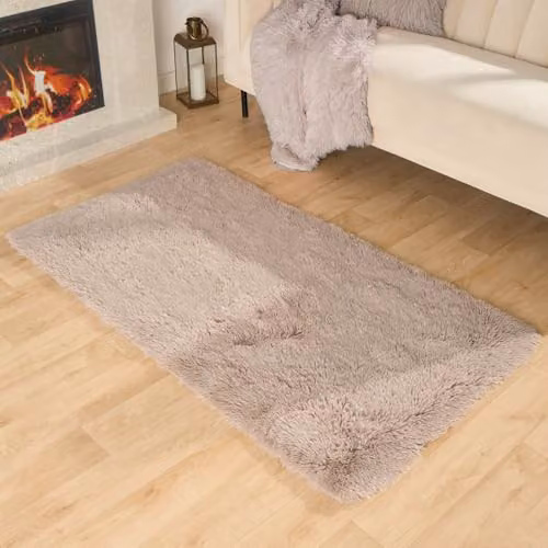 OHS Sienna Large Shaggy Rug in Beige, W/D/H: 160 x 230 cm