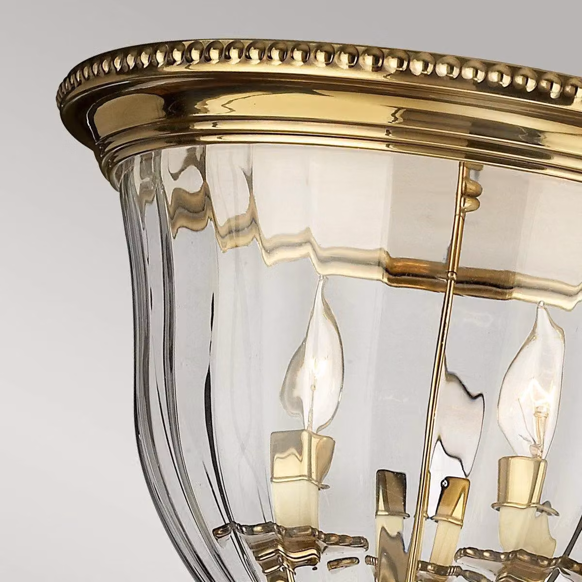 Netlighting Cambridge 3 Light Flush Mount Ceiling Light in Gold/Brass and Yellow Glass with E14 Base – 2