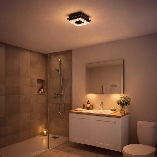 Eglo Fradelo 1 LED Wall or Ceiling Light in Black Steel and Transparent Glass