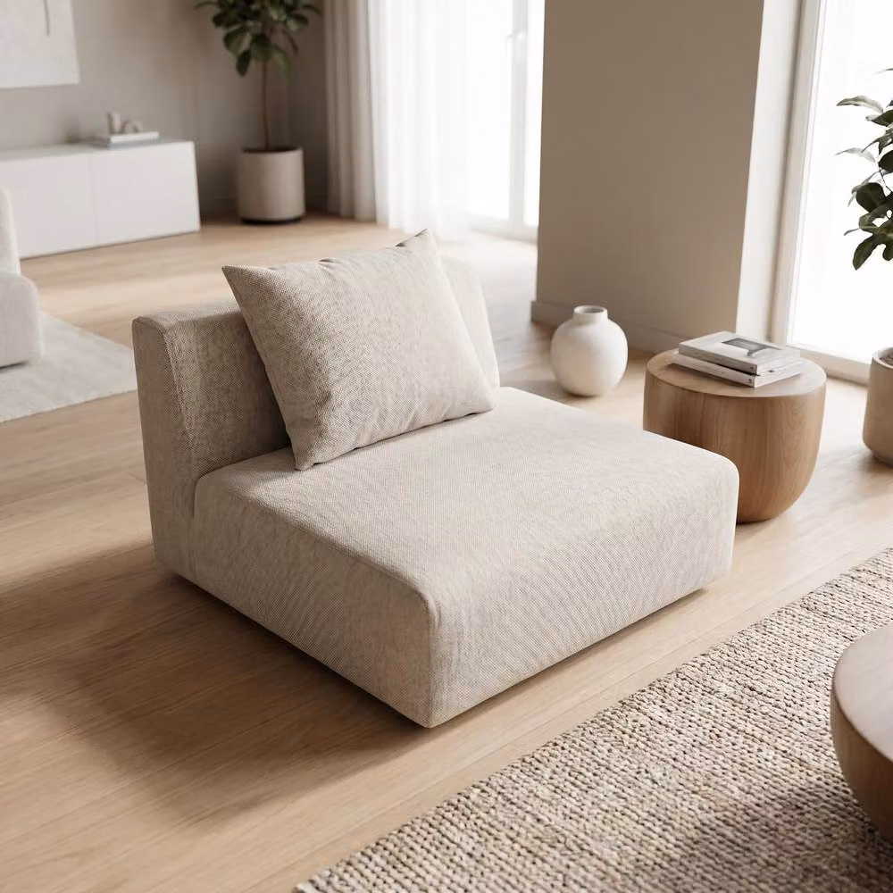 Abakus Direct Tokyo Single Seat Lounge Chair in Anthracite Grey Basket Weave Fabric with Soft Sand Deep Seats – 2