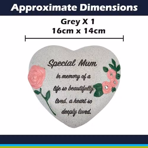 VFM e-Store Memorial Flower Pot Ornament in Grey, W/D/H: 16 x 14 x 7 cm – 2