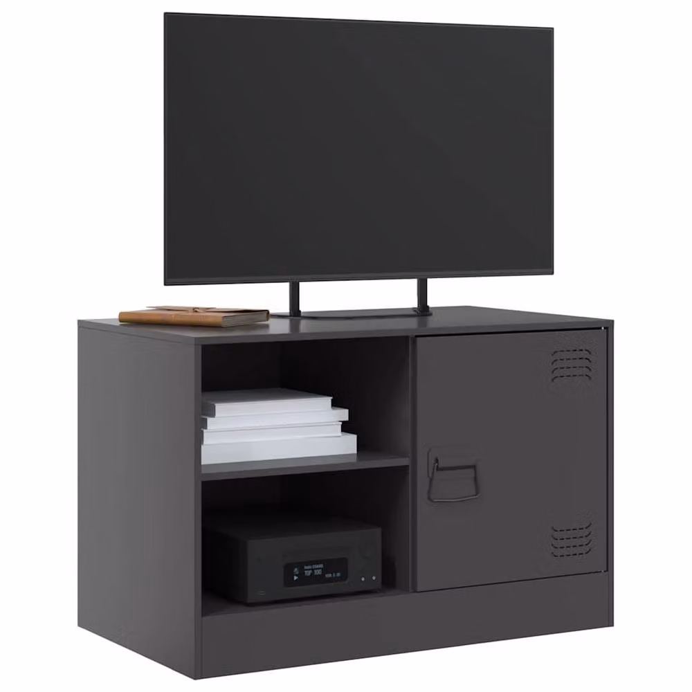 Berkfield Home Industrial Black Matt Metal TV Cabinet W: 67 cm, D: 39 cm, H: 44 cm – 4