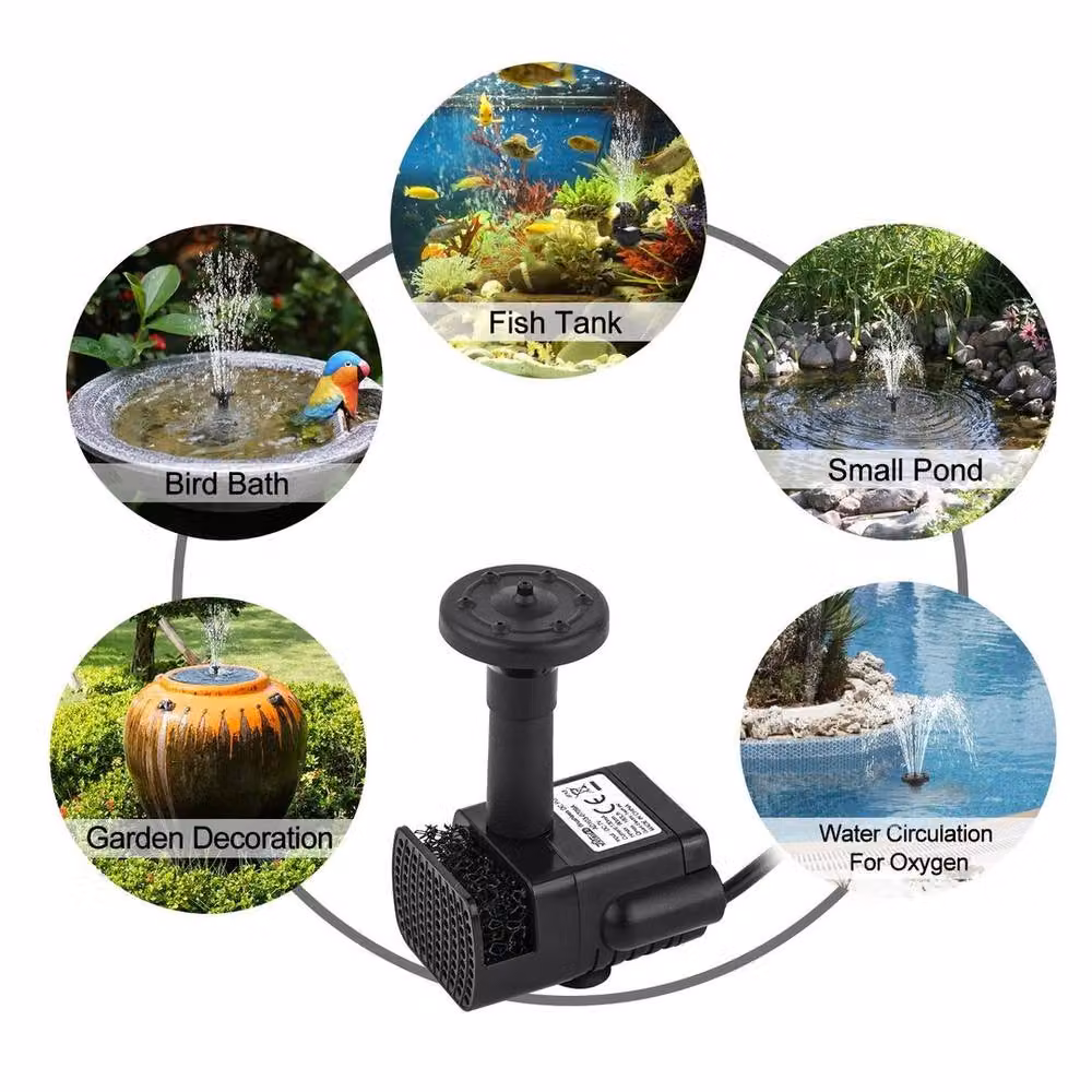 FLAVORA Solar Pond Filter Pump Submersible Outdoor Fountain Pump in Black – 7