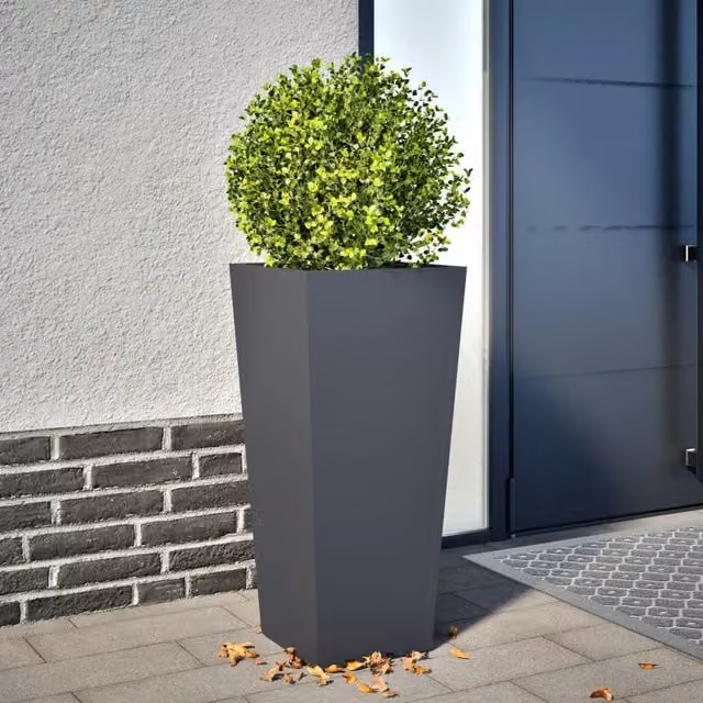 Berkfield Home Steel Garden Planter Tub in Anthracite and Black, W/D/H: 35 x 35 x 75 cm – 1