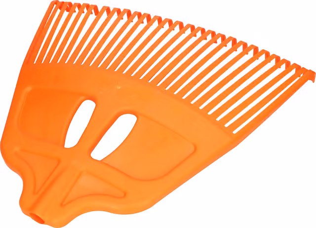 SolaDirect Heavy-Duty Garden Rake with 19 Plastic Tines and Wood Handle, Orange, Width: 44 cm, Length: 57 cm