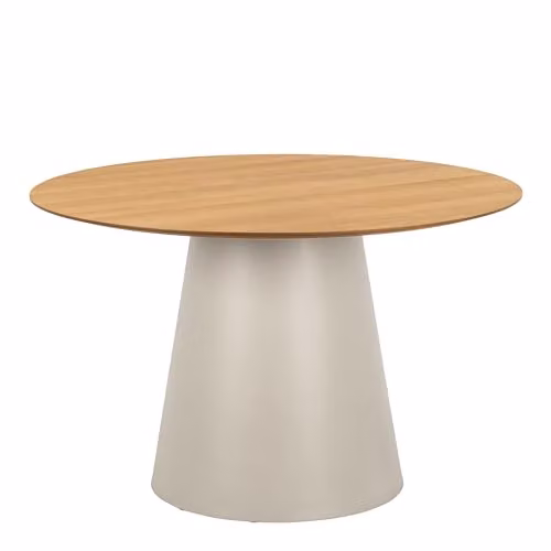 Furniture To Go Soli Round Dining Table in Oak and Grey with 4 Ella Swivel Beige Dining Chairs, W: 120 cm, D: 75 cm, H: 75 cm – 2