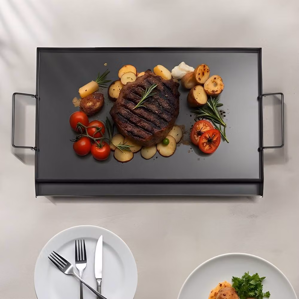 VEVOR Black Carbon Steel Gas Griddle Flat Top Plate W/D/H: 60.96 x 60.96 x 40.64 cm – 3