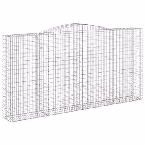 vidaXL 8-piece Arched Gabion Baskets in Silver Galvanised Steel, W/D/H: 400 x 50 x 200/220 cm – 1