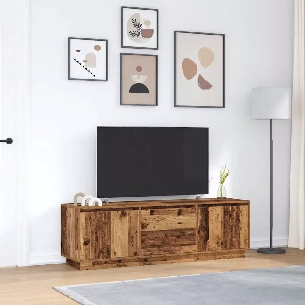 Berkfield Home Rustic Wood TV Cabinet with Integrated LED Lights in Brown, W: 160.5 cm, D: 41 cm, H: 50 cm – 4