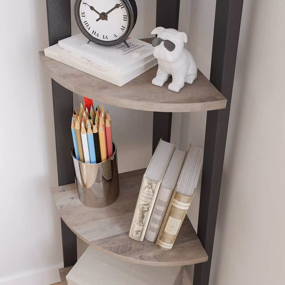 EONLION Grey 4-Tier Metal Corner Shelf – 4