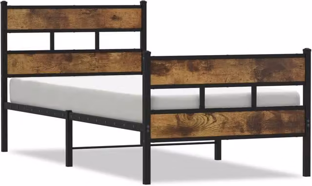 Berkfield Home Metal Bed Frame in Smoked Oak Brown, W: 80 cm, L: 200 cm – 1