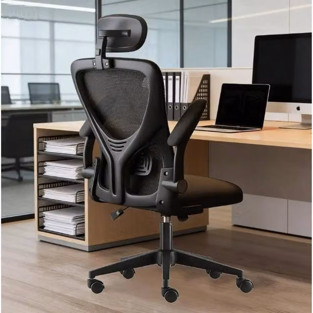 FORGEVIO Style 2 Black Gas Lift Task Chair with Headrest and Armrests