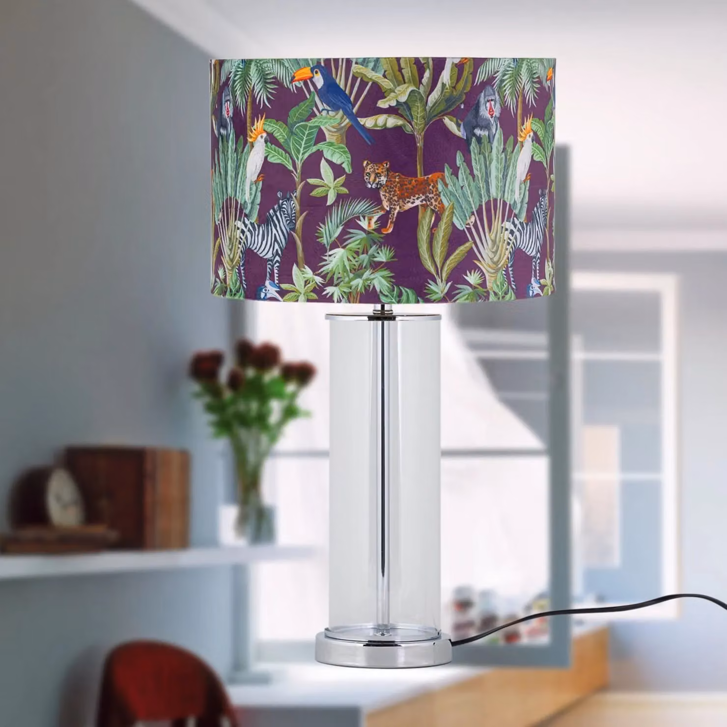 First Choice Lighting Aura Chrome Table Lamp with Silver Glass Shade – 6
