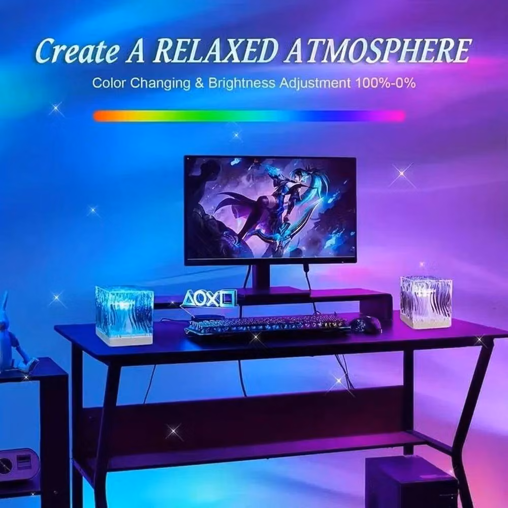 NESTLUNE 2-Piece Cube Northern Lights Aurora Projector with 16 Multicolour Options – 3