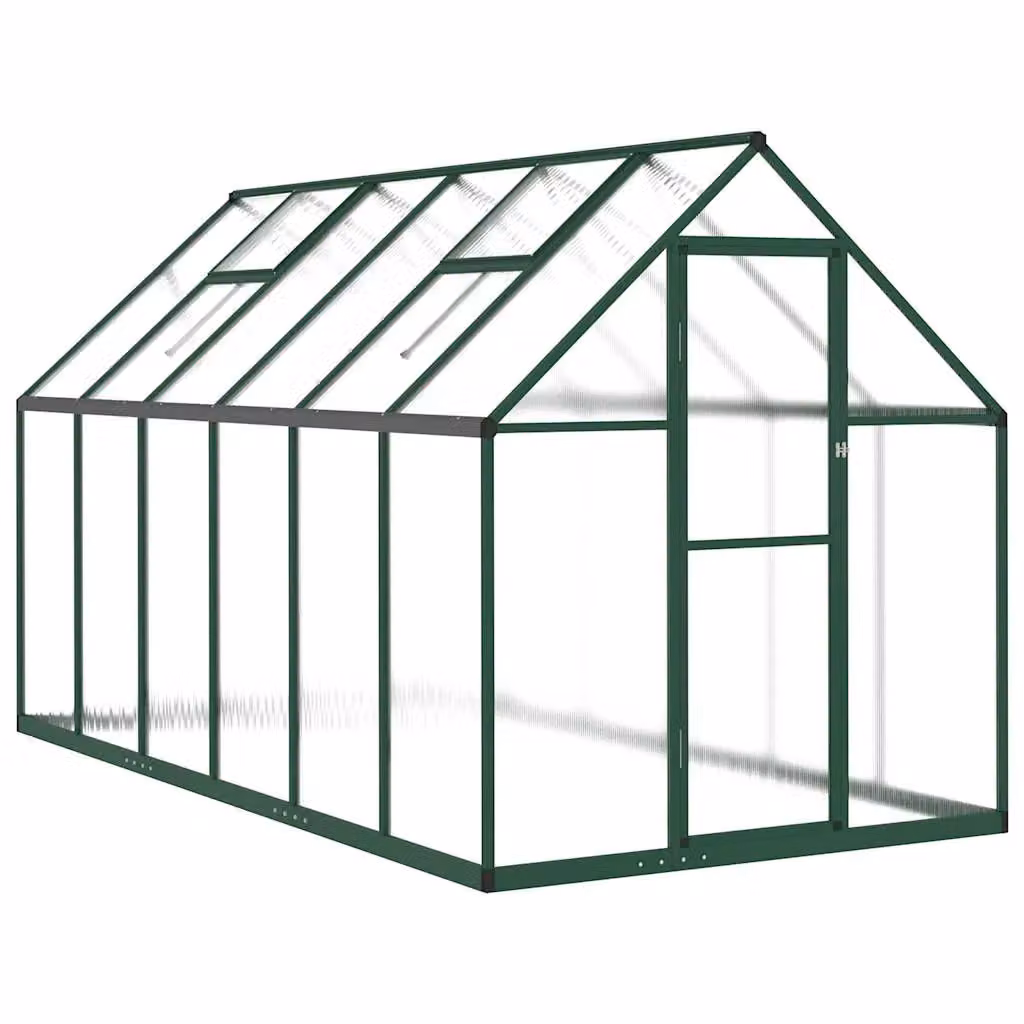 Berkfield Home Green Aluminium Greenhouse with Polycarbonate Panels and Base Frame, W/D/H: 334 x 169 x 195 cm – 2