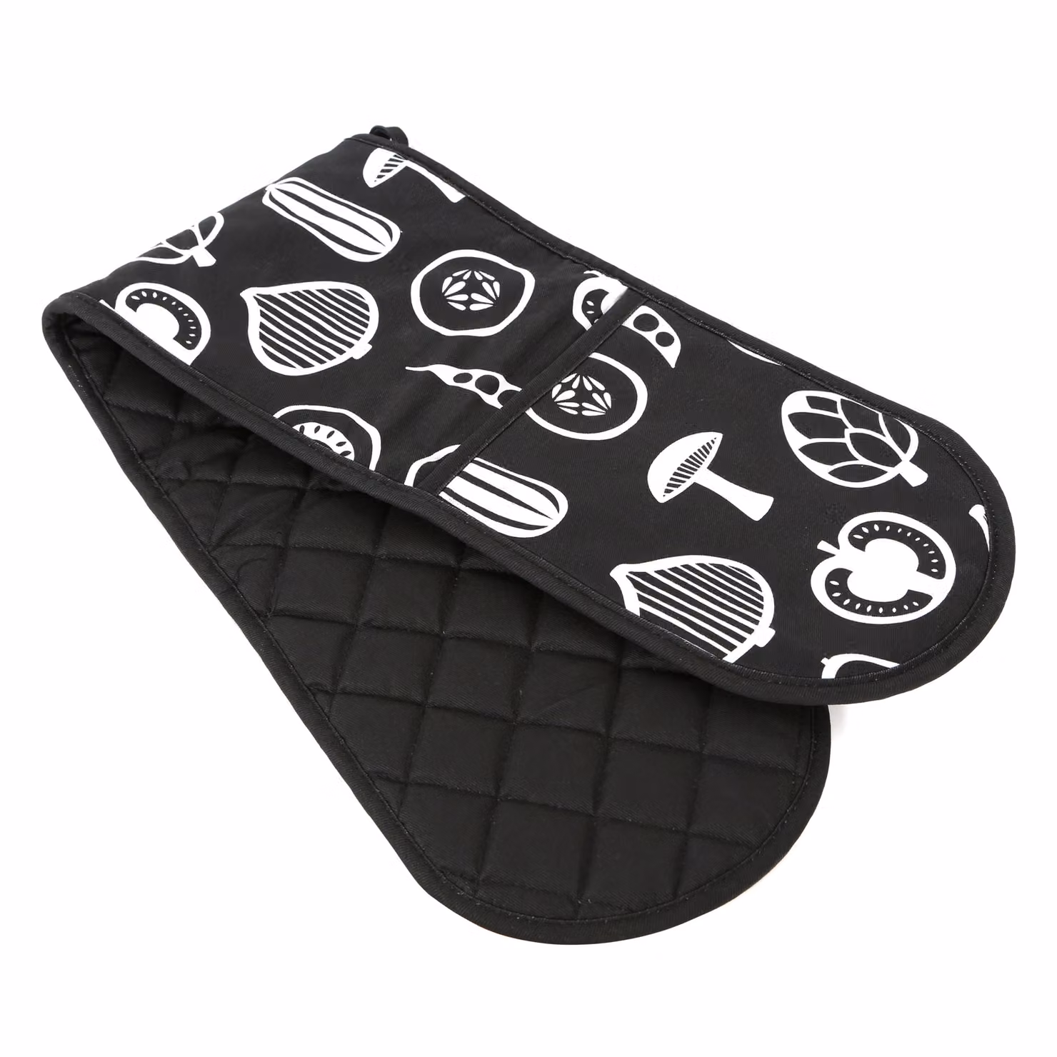 Orsina Black Double Oven Glove, Quilted Cotton Heat-Resistant Design with Modern Pattern – 2