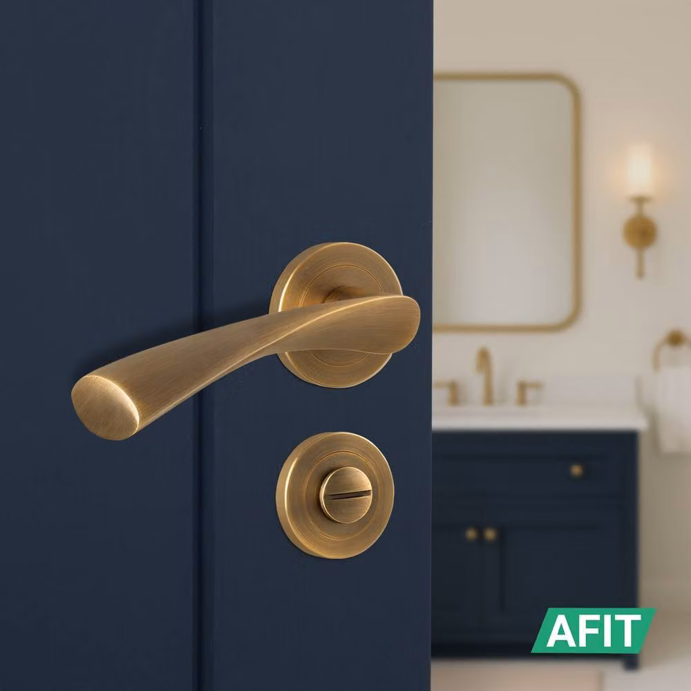 AFIT Antique Brass Bathroom Door Handle Rose with WC Lock in Bronze, 1 Pair – 4