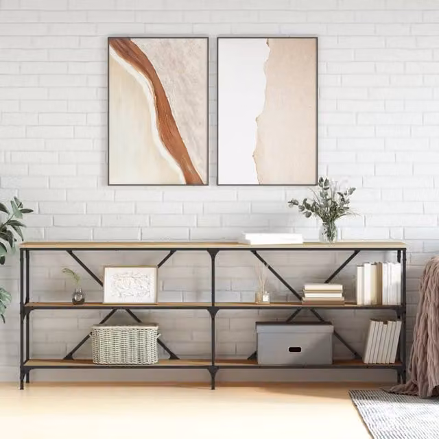 Berkfield Home Industrial Console Table in Sonoma Oak and Brown, W/D/H: 200 x 30 x 75 cm – 1
