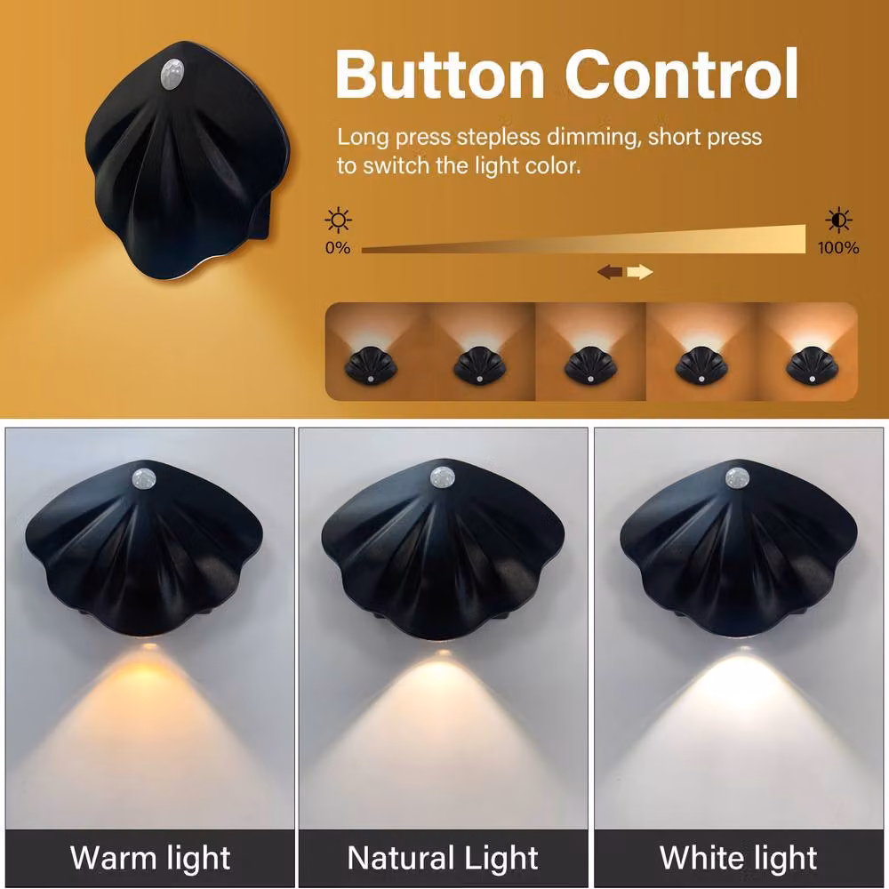 INMTFEI Rechargeable Motion Sensor Wall Light, Dimmable Black Shell Night Light for Stairs, Hallway and Bedroom – 5