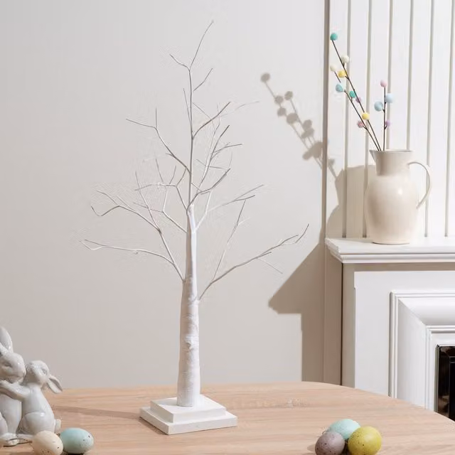 Scottish Everlastings Ltd White Tabletop Twig Tree, Height: 70 cm