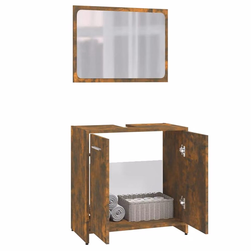Berkfield Home Modern Smoked Oak Bathroom Vanity Unit in Brown – 3