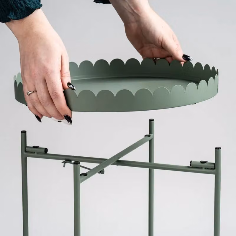 Scottish Everlastings Ltd Green Round Scalloped Metal Serving Tier Table – 2