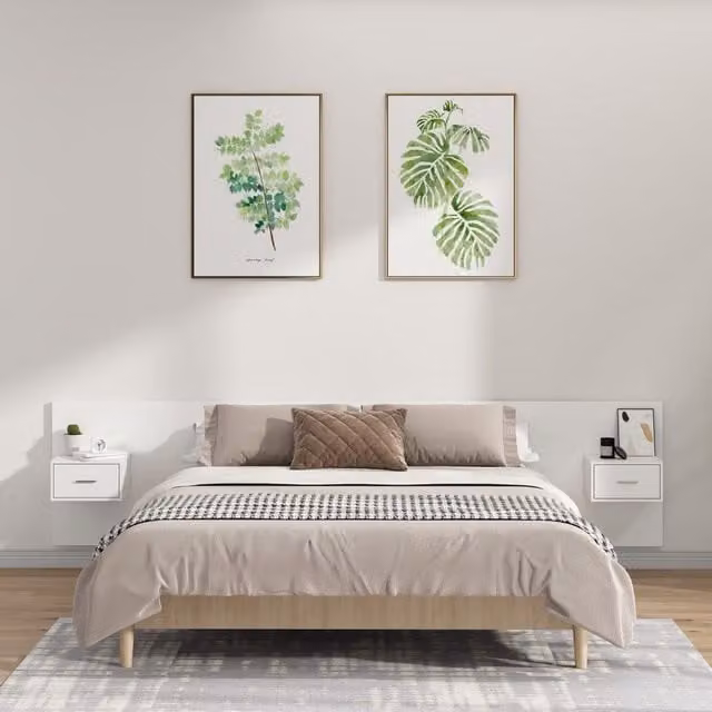 Berkfield Home Bed Headboard with Cabinets in White Engineered Wood