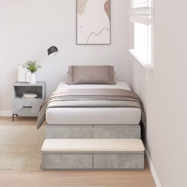 Berkfield Home Storage Bed Frame with Drawers, Grey, W/D/H: 90 x 200 cm