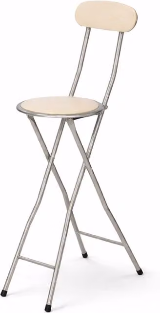Oypla White Padded Folding Kitchen Bar Stool with Synthetic Leather Seat