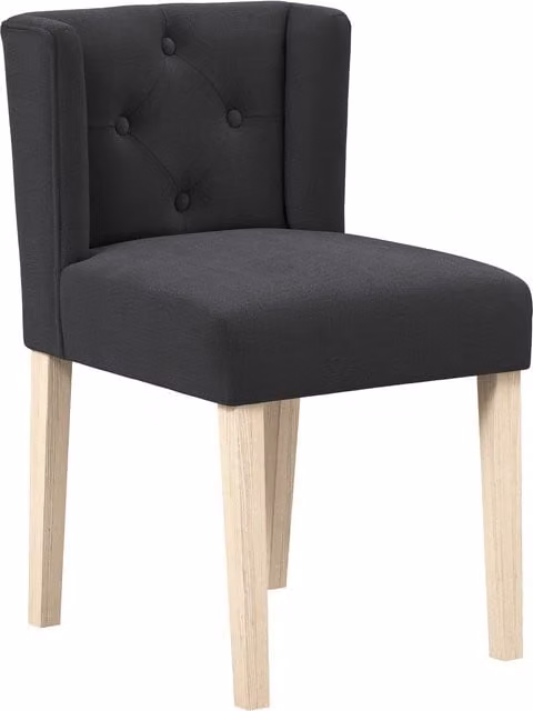 Lemon Pavilion Furniture Shay Winged Armless Dining Chair in Grey Linen Blend Fabric with Rubberwood Legs – 1