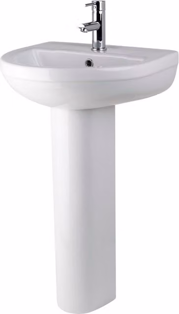 Balterley Round 1 Tap Hole Basin with Full Pedestal, White, W: 50.0 cm, D: 41.6 cm, H: 82.3 cm