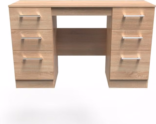 2 U Cornwall 6 Drawer Kneehole Desk in Light Oak – 1