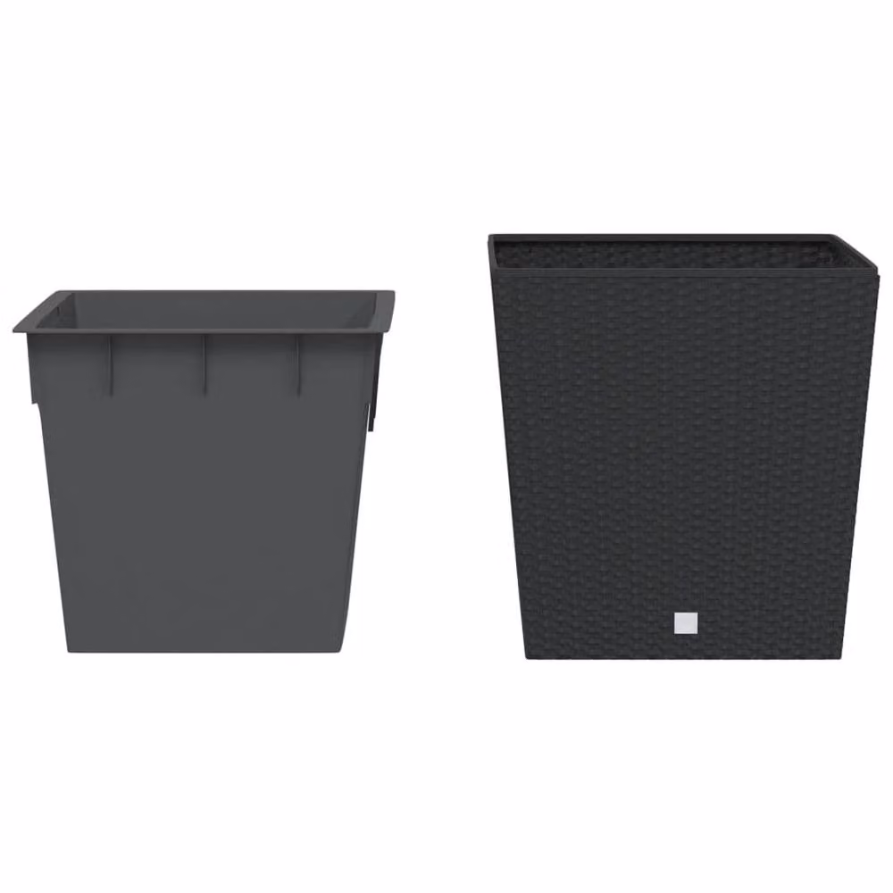 Berkfield Home Black Rattan Planter with Removable Anthracite Inner Tub, 37/64 L – 3