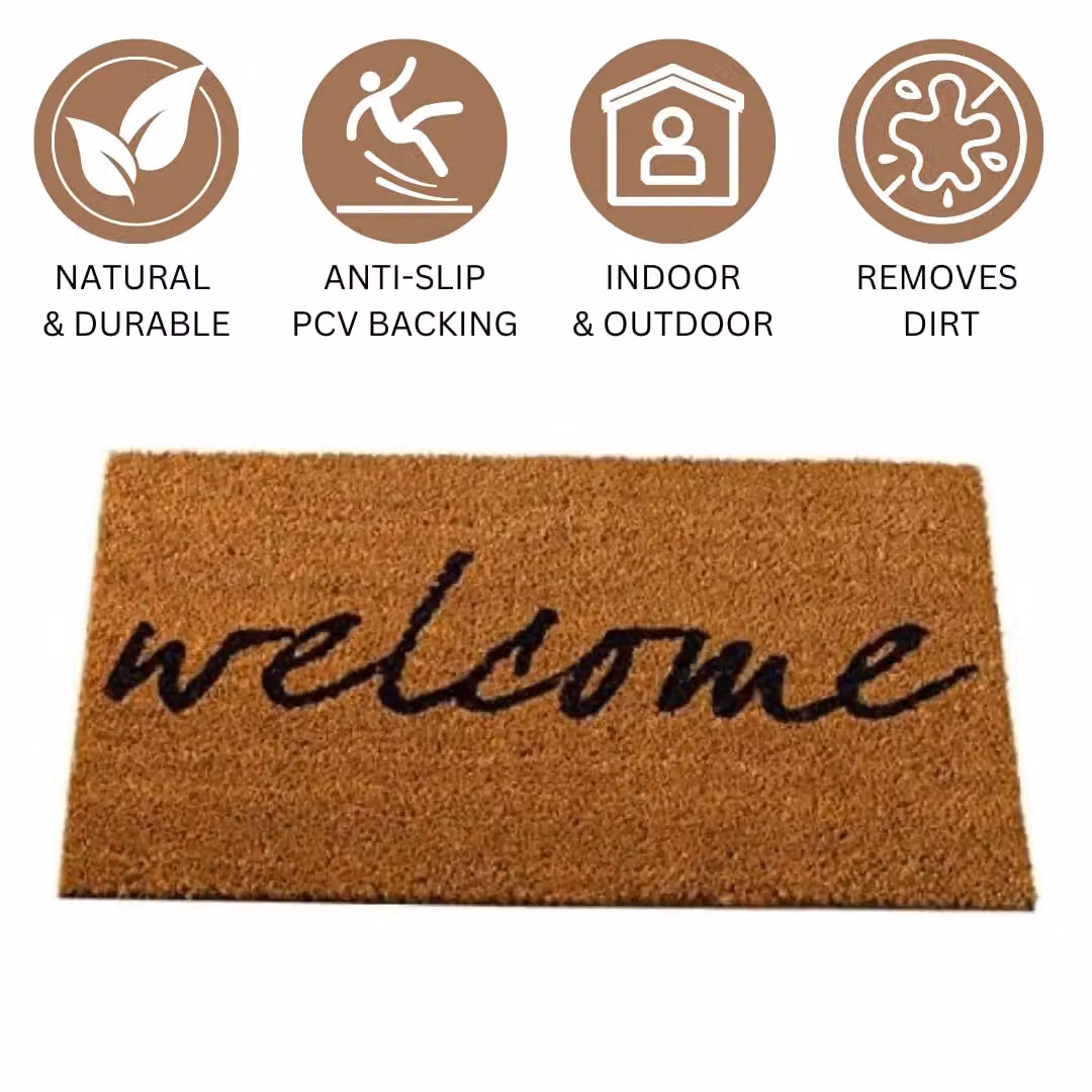Marco Paul Beige Coir Nonslip Weatherproof Welcome Mat W: 75 cm, D: 45 cm – 3