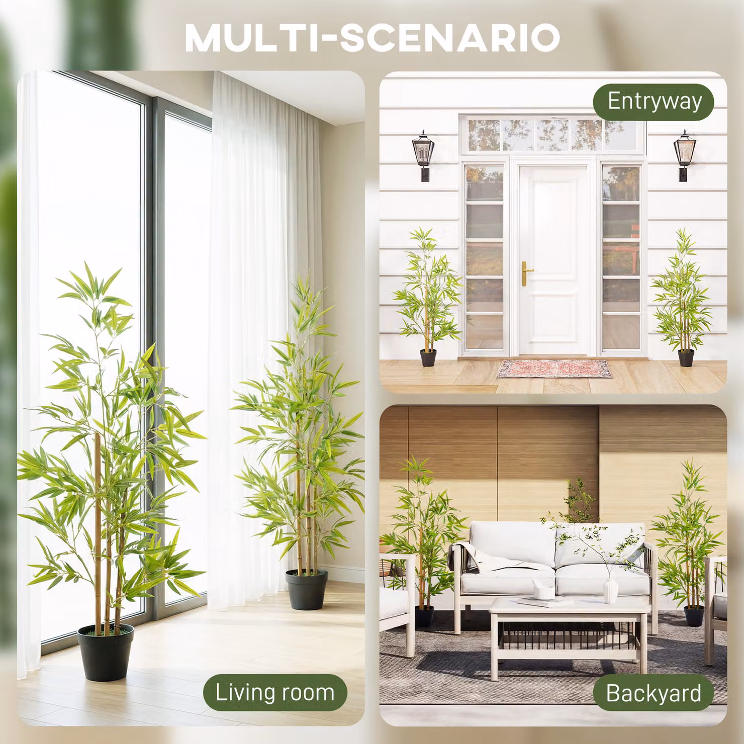 Aosom Outsunny Set of 2 Green Artificial Bamboo Trees with Nursery Pots, Height: 120 cm – 3