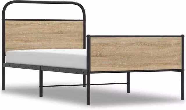 Berkfield Home Sonoma Oak Bed Frame in Light Brown, W/D/H: 100 x 200 cm – 1