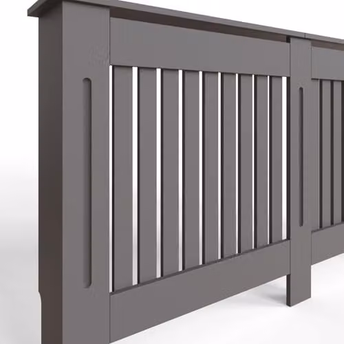 FWStyle Grey Vertical Slat Large Radiator Cover Shelf Cabinet, H 82.3 x W 152 x D 19 cm – 3