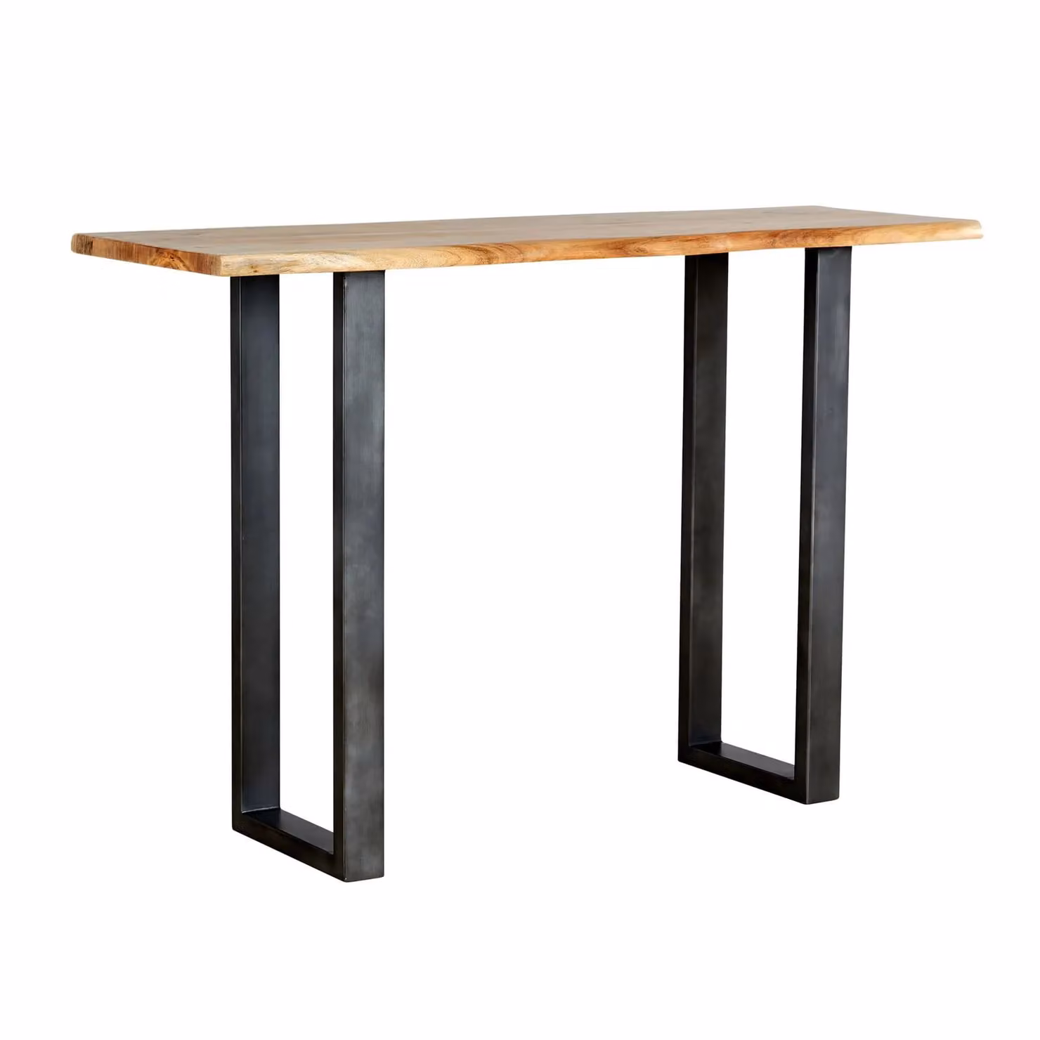 Home Source Live Edge Acacia Wood Console Table with Black Metal Legs in Natural and Brown – 4
