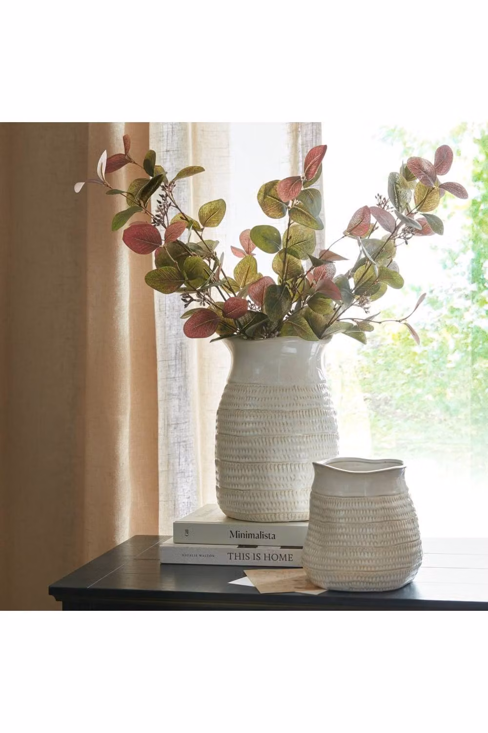 KDMD Tava Medium Hewn Ceramic Vase in White for Rustic Tabletop Decor – 3