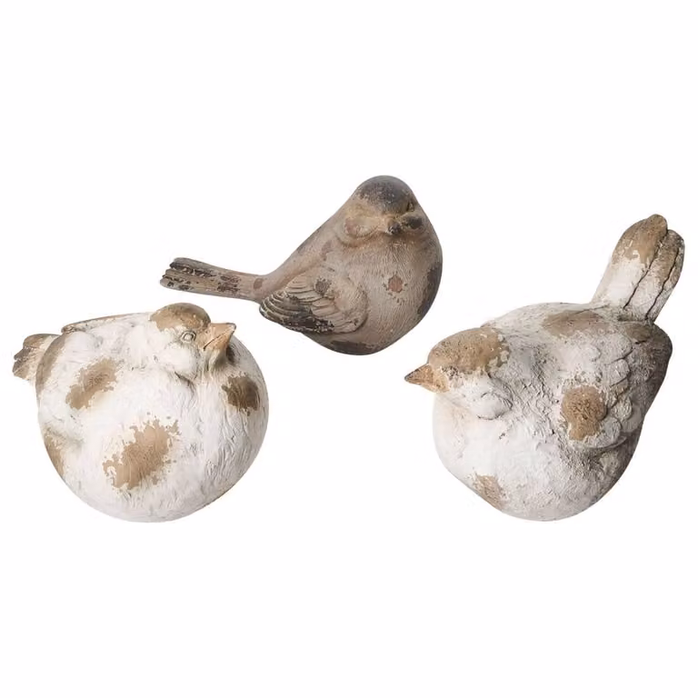 Wyld and Coco Set of 3 Beige Rustic Animal Outdoor Figurines in Ceramic and Magnesium Oxide