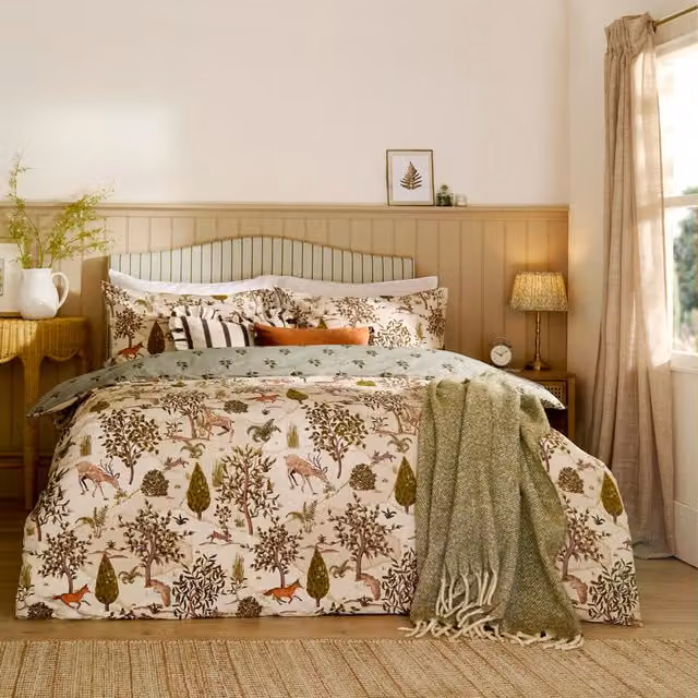 Make It A Home Floral Animal Print Reversible Cotton Blend Duvet Cover Set, Multicolour, 140 x 200 cm