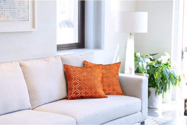 NewEdgeBlinds Modern Orange Chenille Square Graphic Cushion Cover