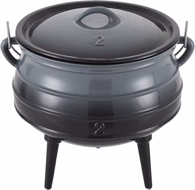 Garden Sanctuary 6L Enameled Cast Iron Cauldron with Lid in Grey