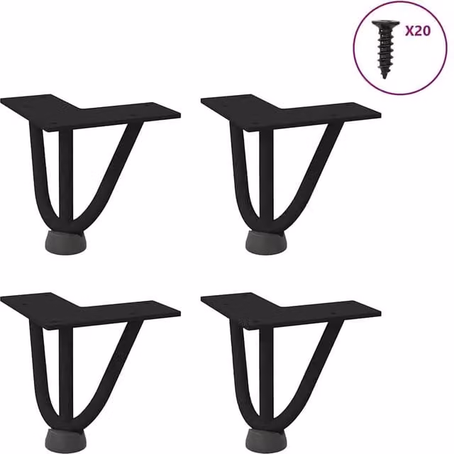 Berkfield Home Black Solid Steel Hairpin Table Legs, 4 Pieces, Height: 10 cm – 1