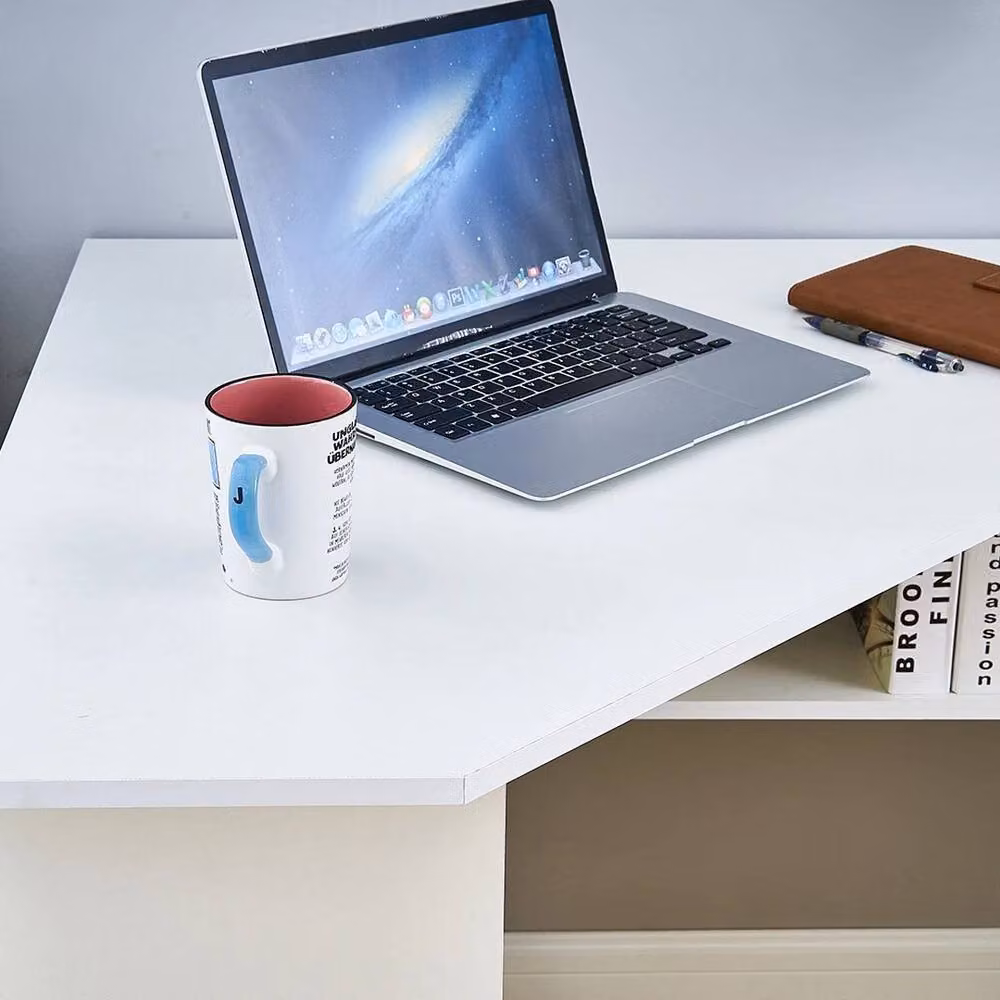 ERGOVEXA Modern Computer Desk with Shelf in White – 4