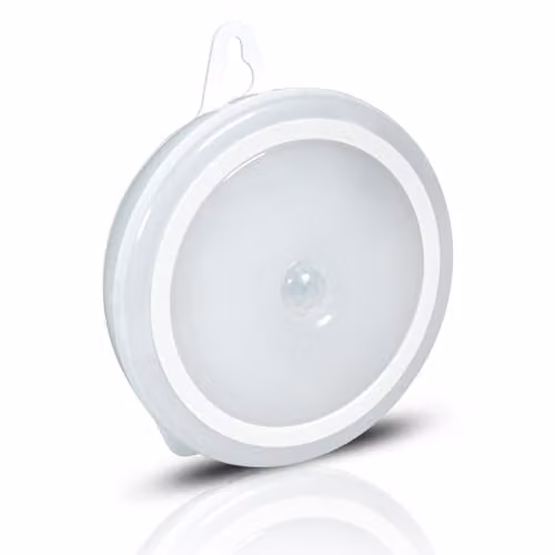 mysmartbuy Battery Powered Round Motion Sensor LED Night Light in White, H9 x W8 x D2 cm