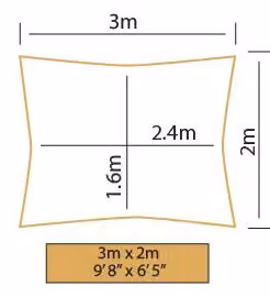 Kookaburra Blue Rectangular Water Resistant Garden Patio Sun Shade Sail Canopy, W: 300 cm, D: 200 cm – 4