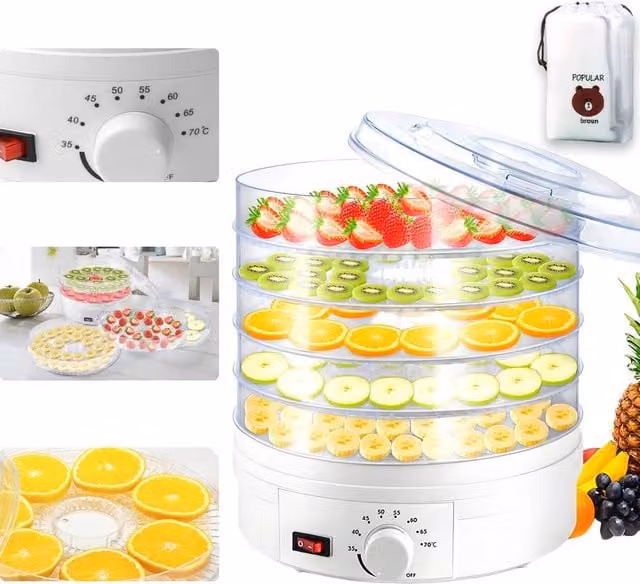 Kelvenix 350W Electric Food Dehydrator and Meat Dryer in White