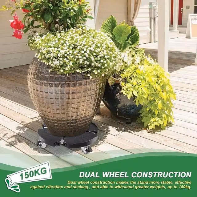 EONLION Extendable Metal Plant Movable Stand Trolley in Black – 1
